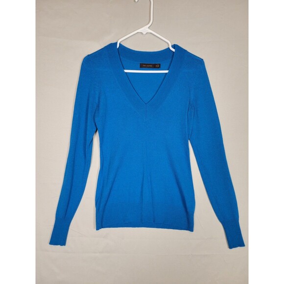 The Limited Sweater Womens XS Merino Wool Blend Blue Lightweight V-Neck Preppy - Picture 1 of 9